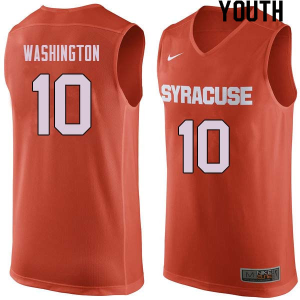 Youth #10 Howard Washington Syracuse Orange College Basketball Jerseys Sale-Orange